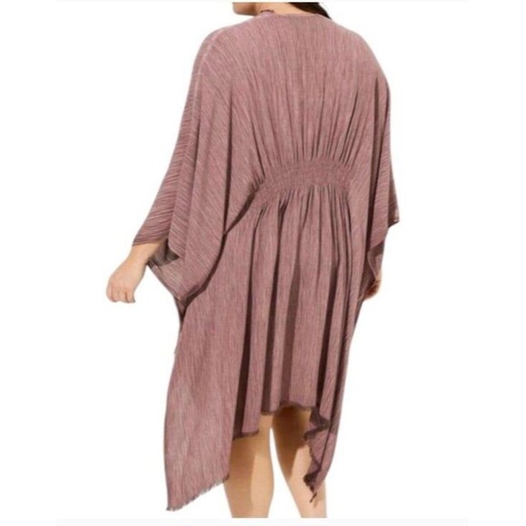 Women's Torrid Light Weight Woven Rauna Rose Taupe Kimono, One Size (Plus) - Picture 2 of 12